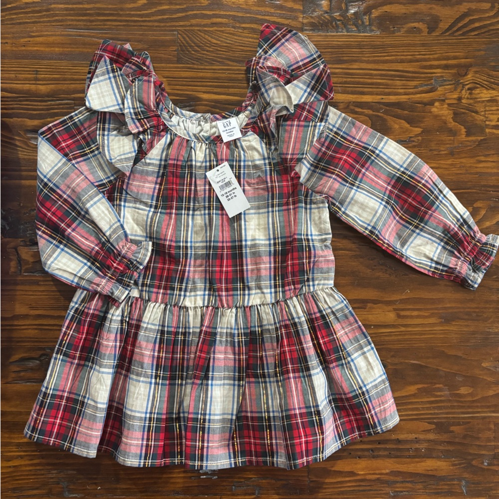 NWT baby GAP Toddler Ruffle Plaid Dress